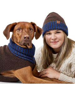 Hunter Hundepullover & Mütze Set Odense braun-blau