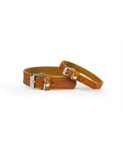 Das Lederband Halsband Weinheim Kastanie Breite 20 mm / Länge 42 cm